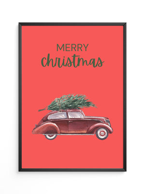 Auto mit Tannenbaum Rot