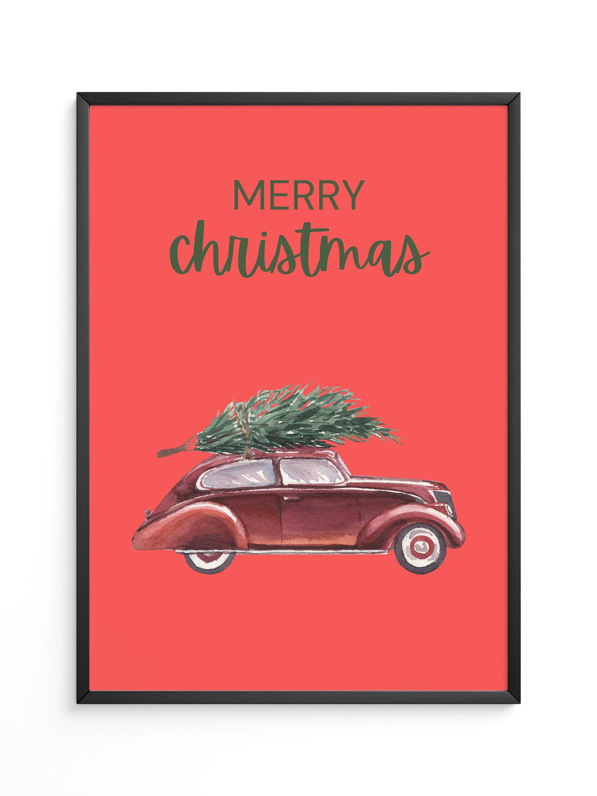 Auto mit Tannenbaum Rot