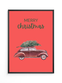 Auto mit Tannenbaum Rot