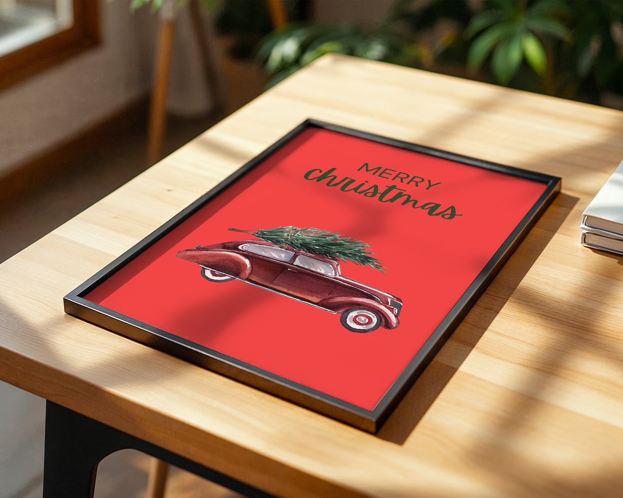 Auto mit Tannenbaum Rot