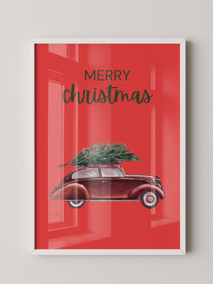 Auto mit Tannenbaum Rot