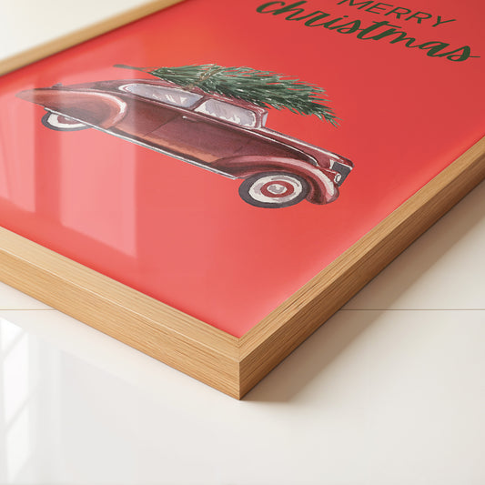 Auto mit Tannenbaum Rot