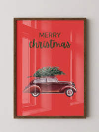 Auto mit Tannenbaum Rot