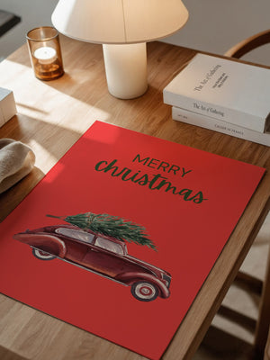 Auto mit Tannenbaum Rot