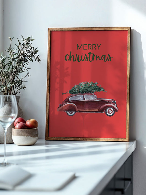 Auto mit Tannenbaum Rot