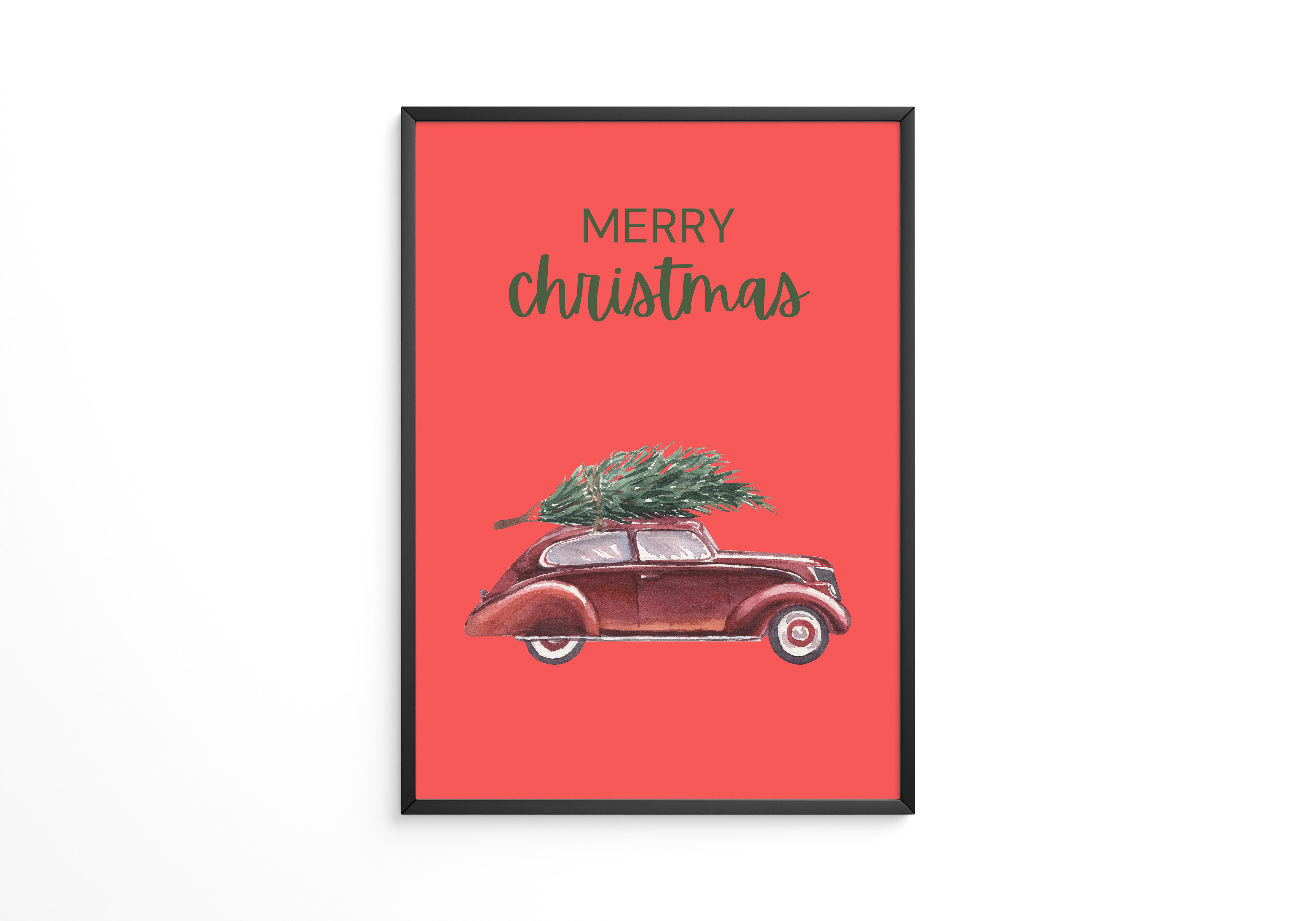 Auto mit Tannenbaum Rot