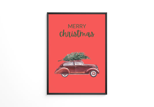 Auto mit Tannenbaum Rot