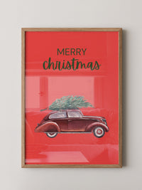 Auto mit Tannenbaum Rot