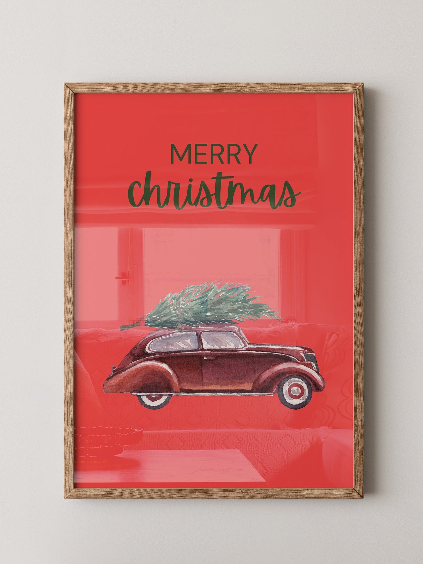 Auto mit Tannenbaum Rot