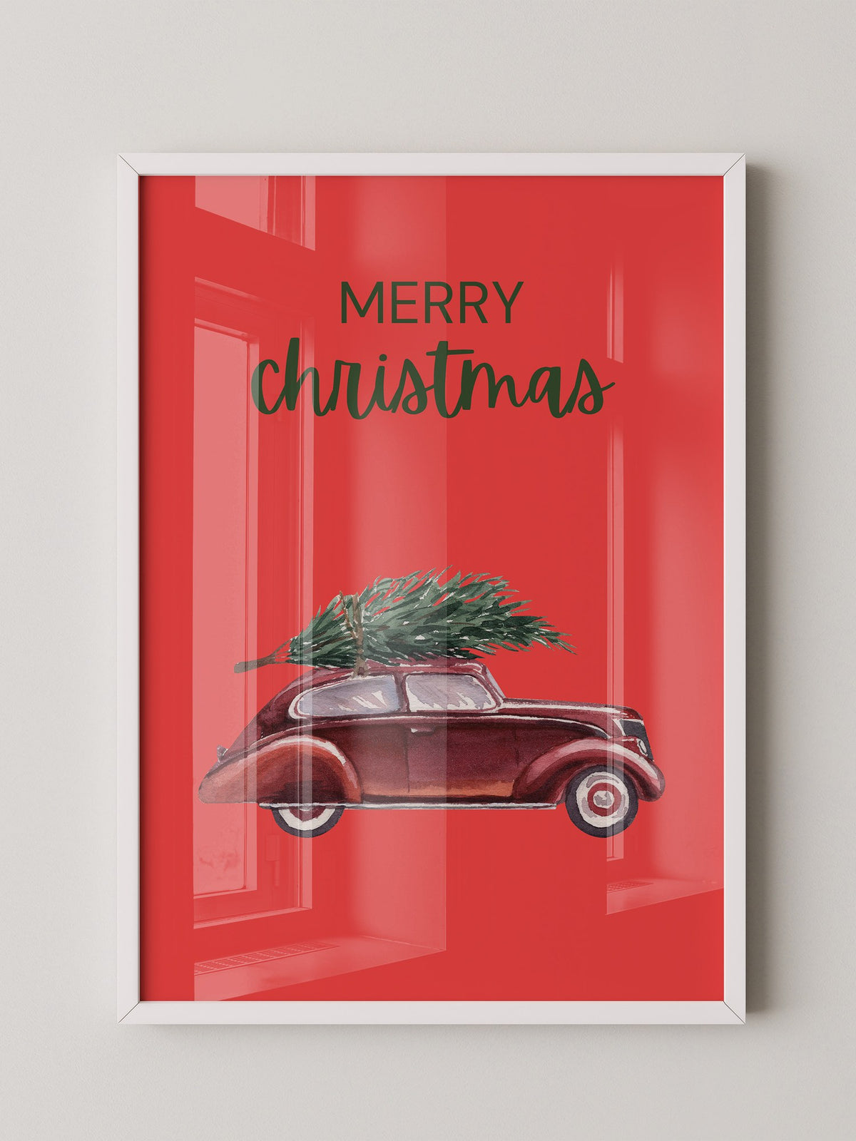 Auto mit Tannenbaum Rot