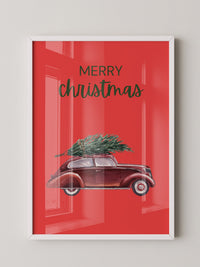 Auto mit Tannenbaum Rot