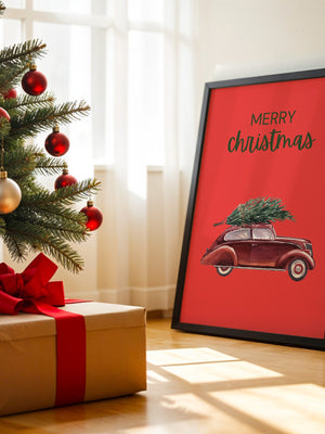 Auto mit Tannenbaum Rot