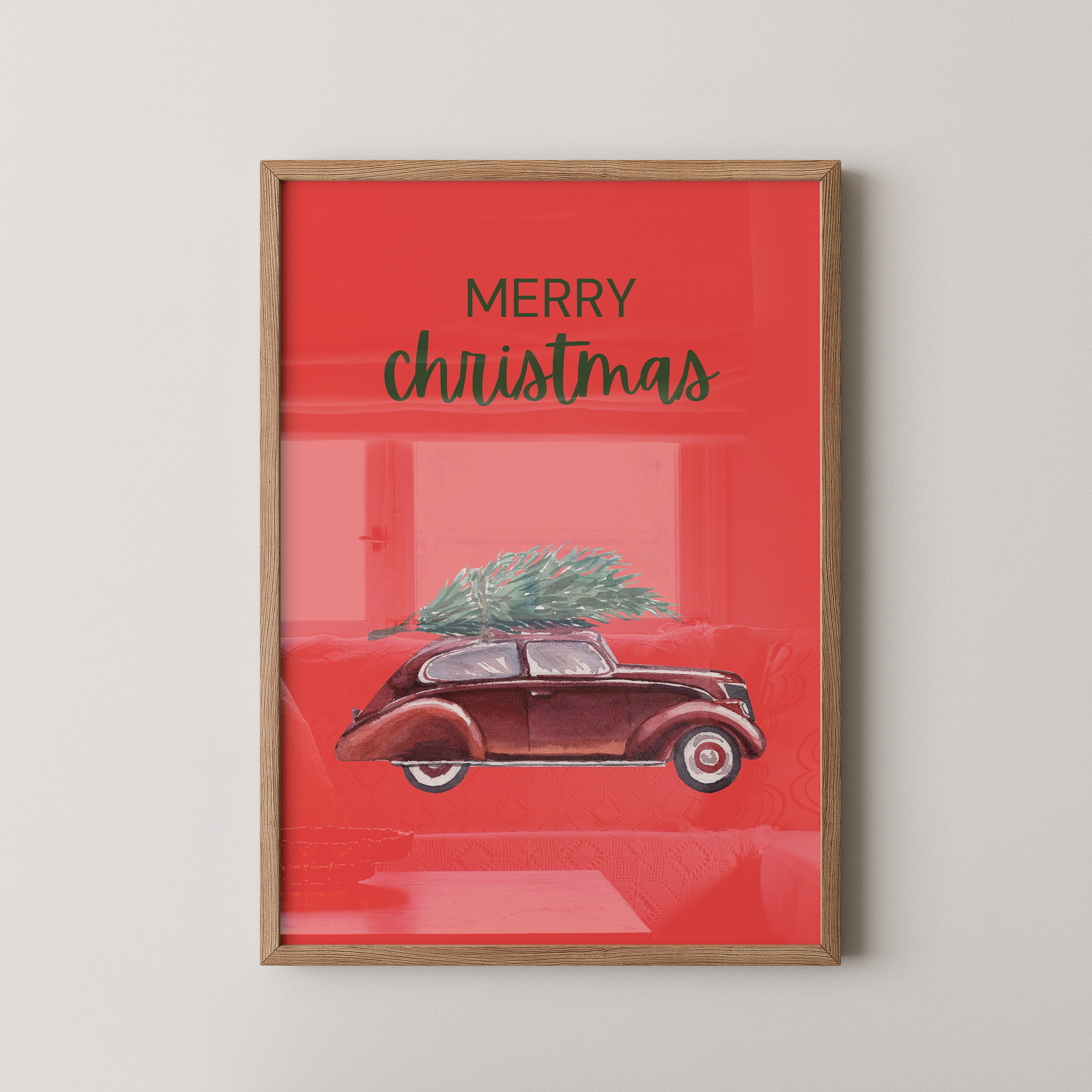 Auto mit Tannenbaum Rot