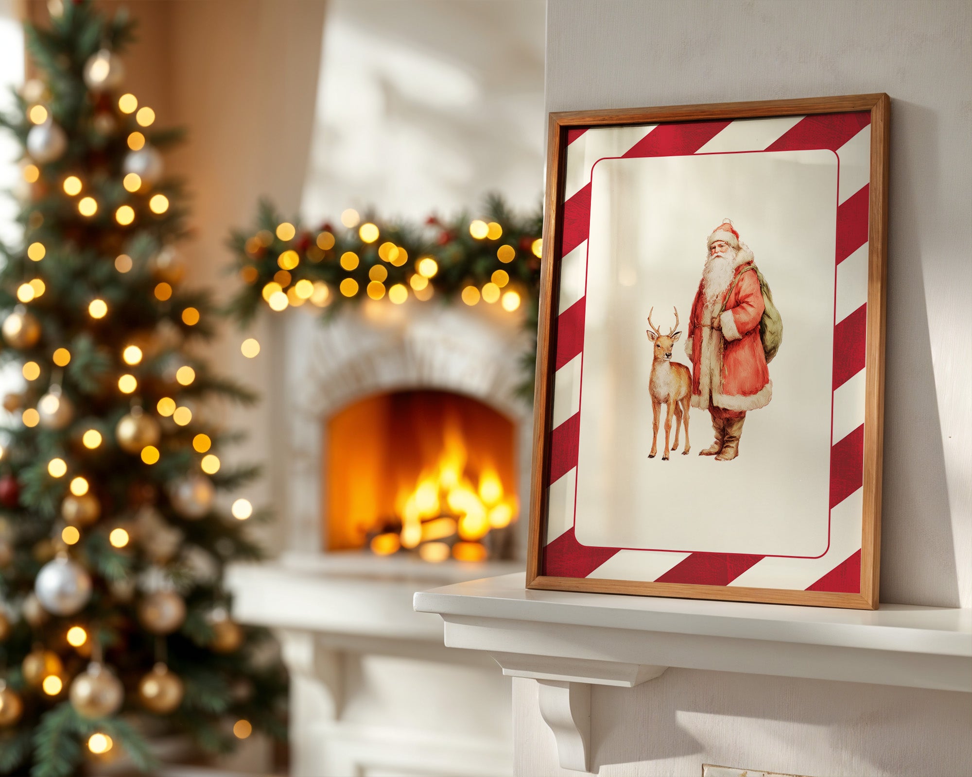 Weihnachtsmann Rentier Nostalgie