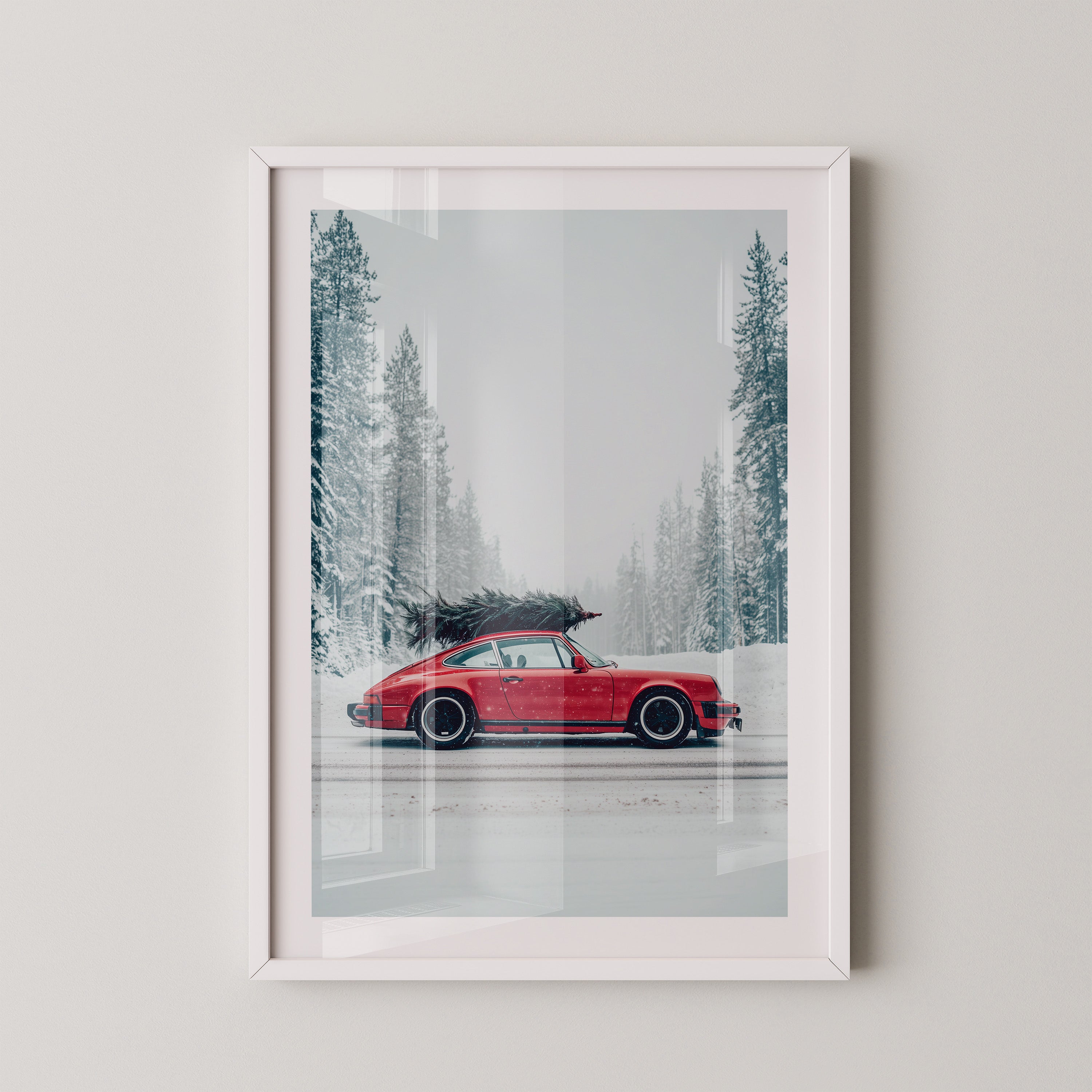 Porsche Winterlandschaft Rot