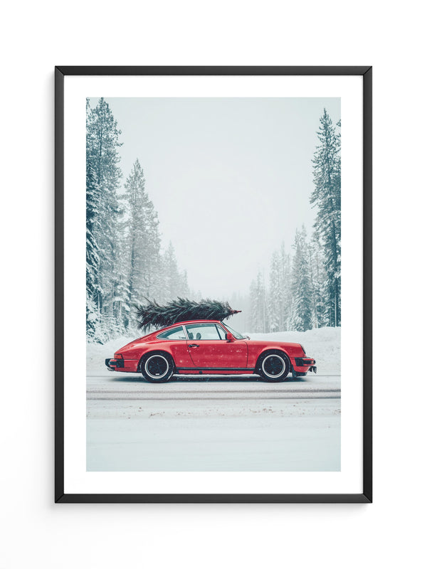 Porsche Winterlandschaft Rot