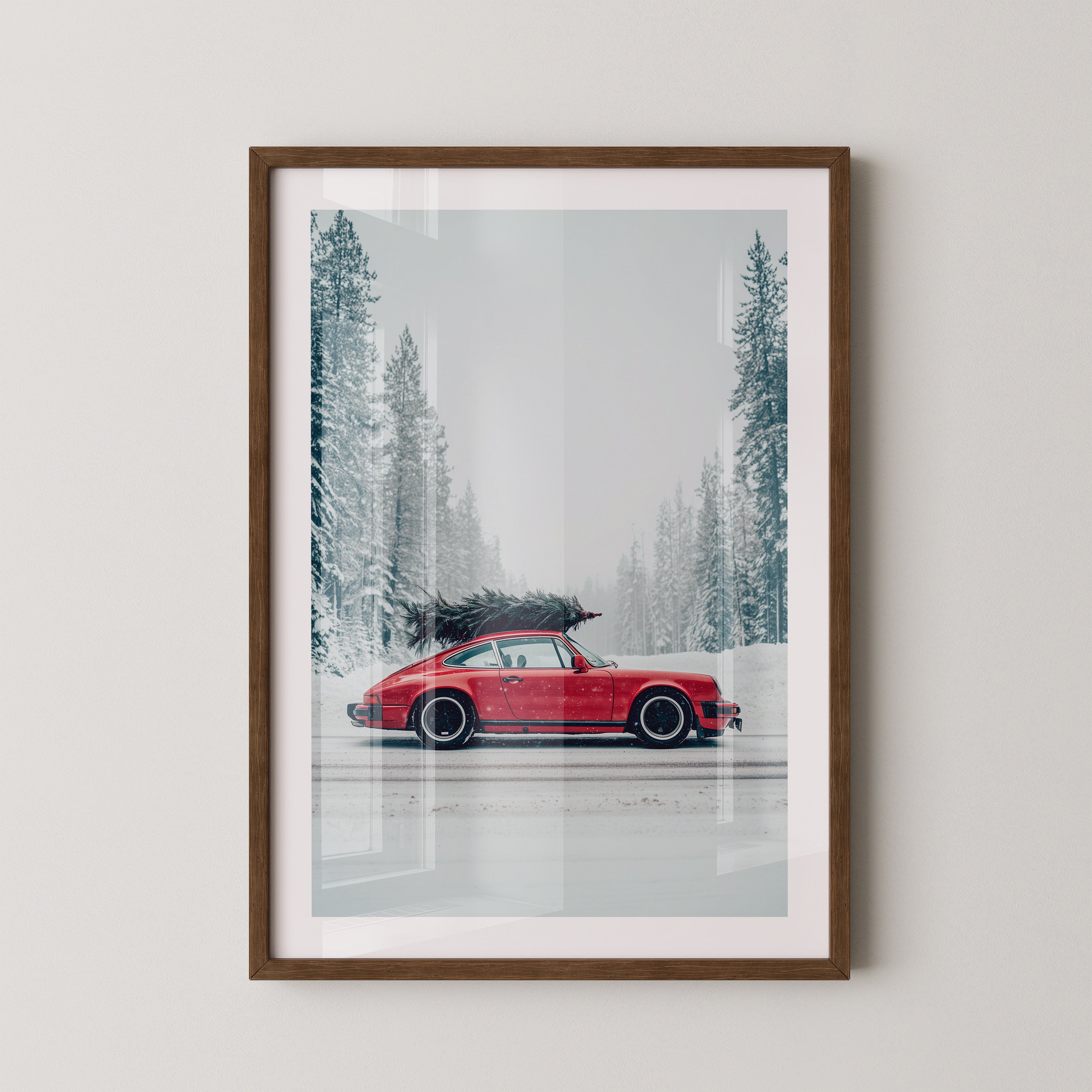 Porsche Winterlandschaft Rot