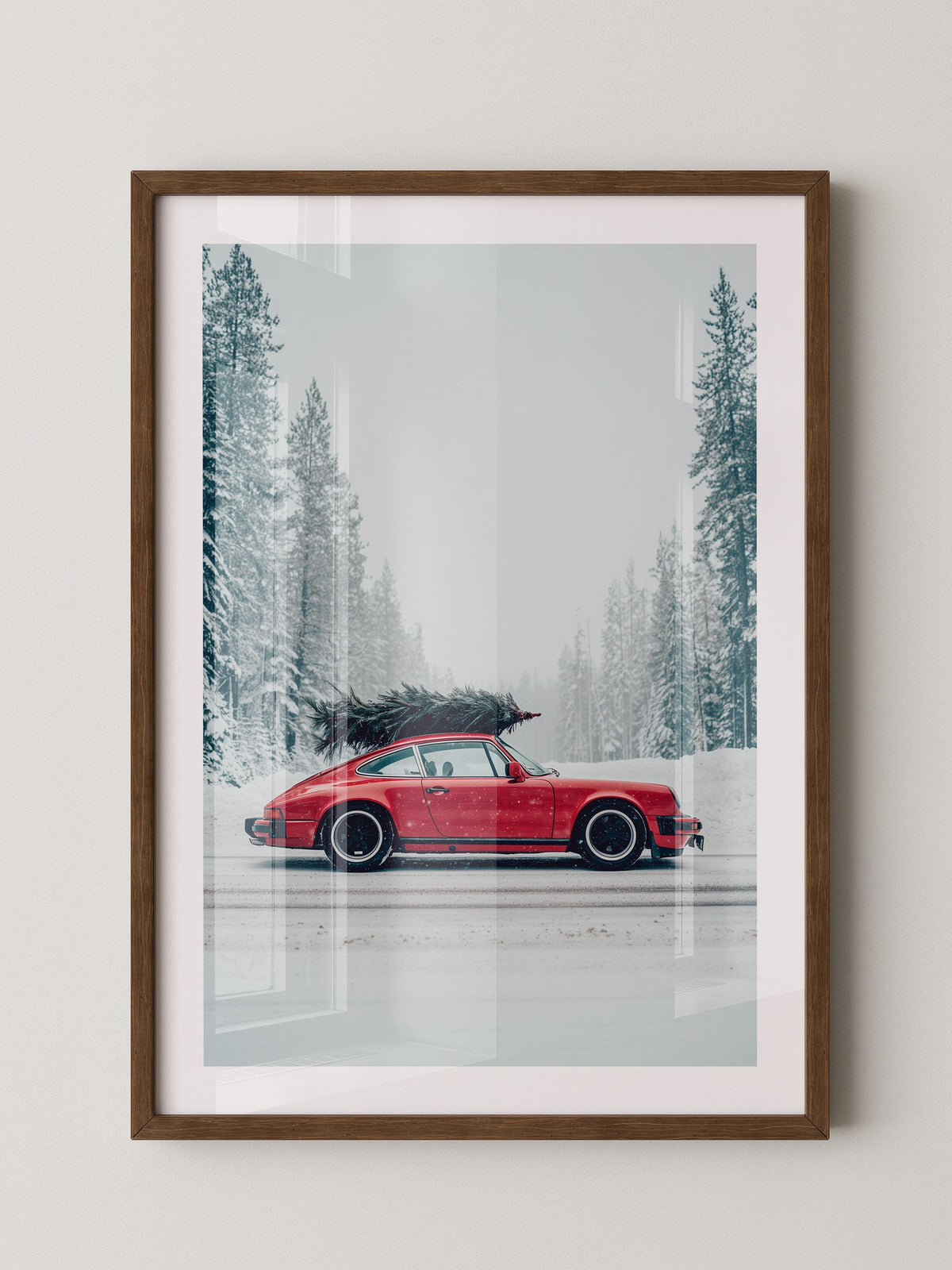 Porsche Winterlandschaft Rot