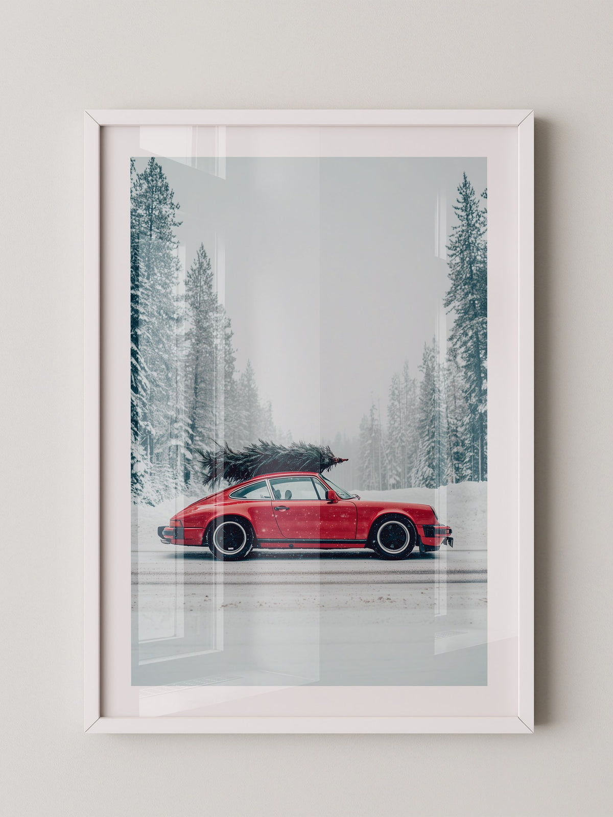 Porsche Winterlandschaft Rot
