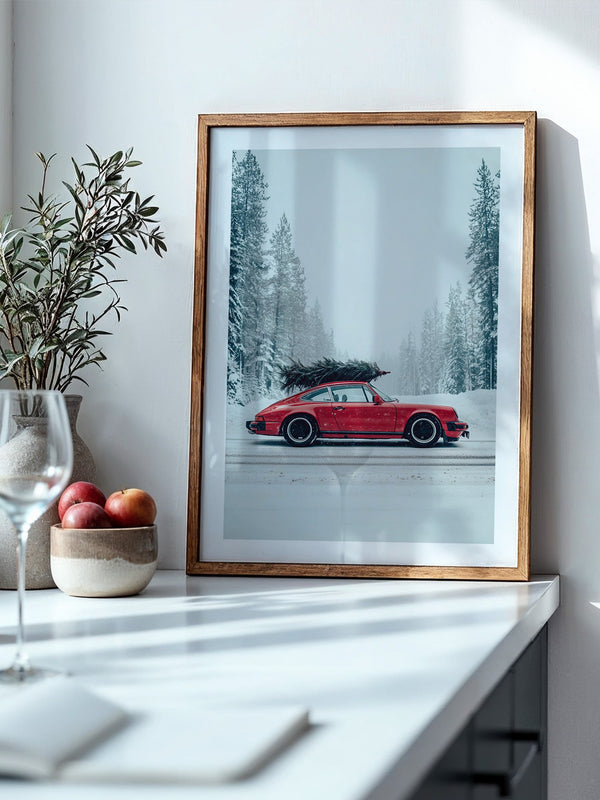 Porsche Winterlandschaft Rot
