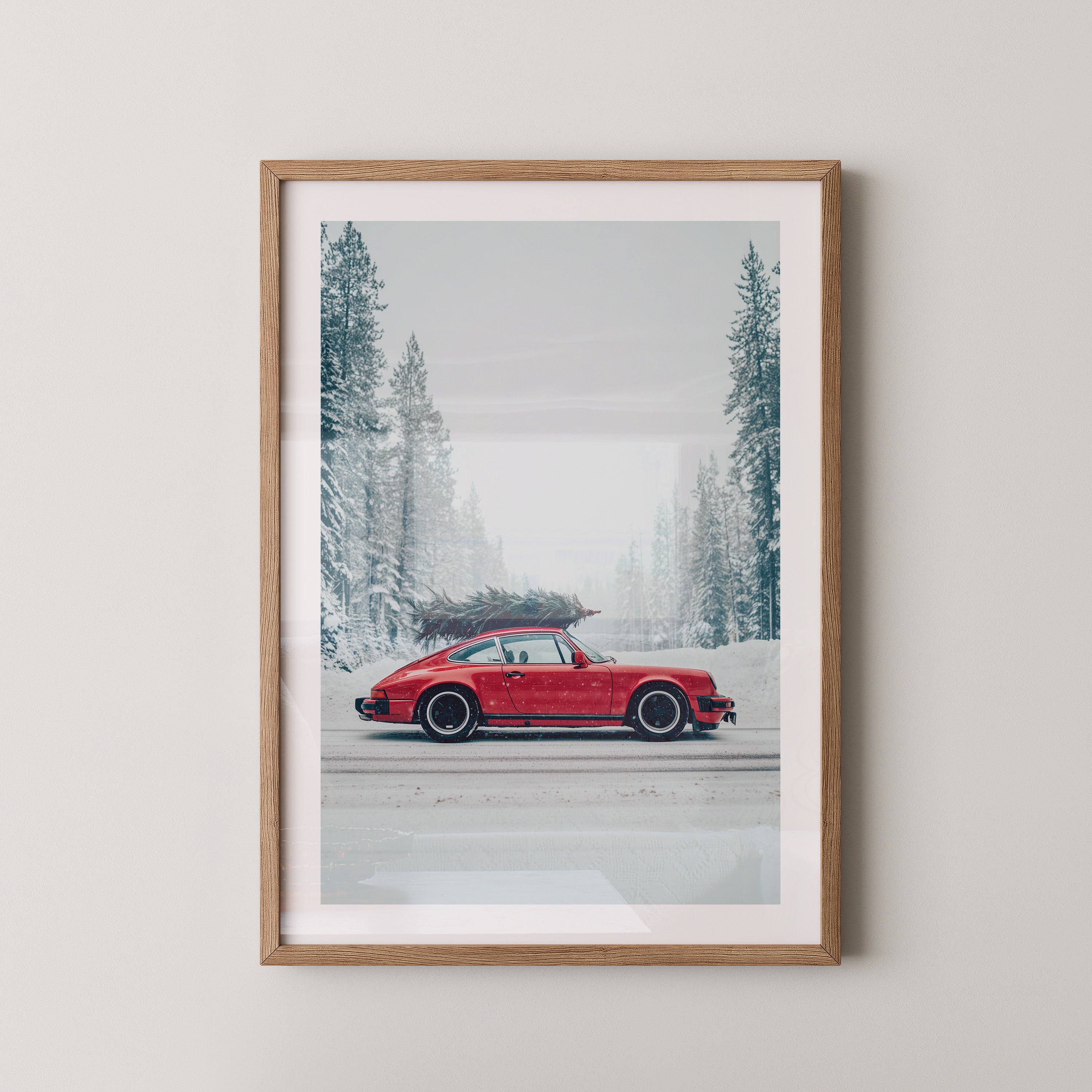Porsche Winterlandschaft Rot
