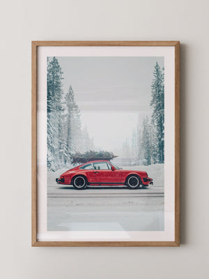 Porsche Winterlandschaft Rot