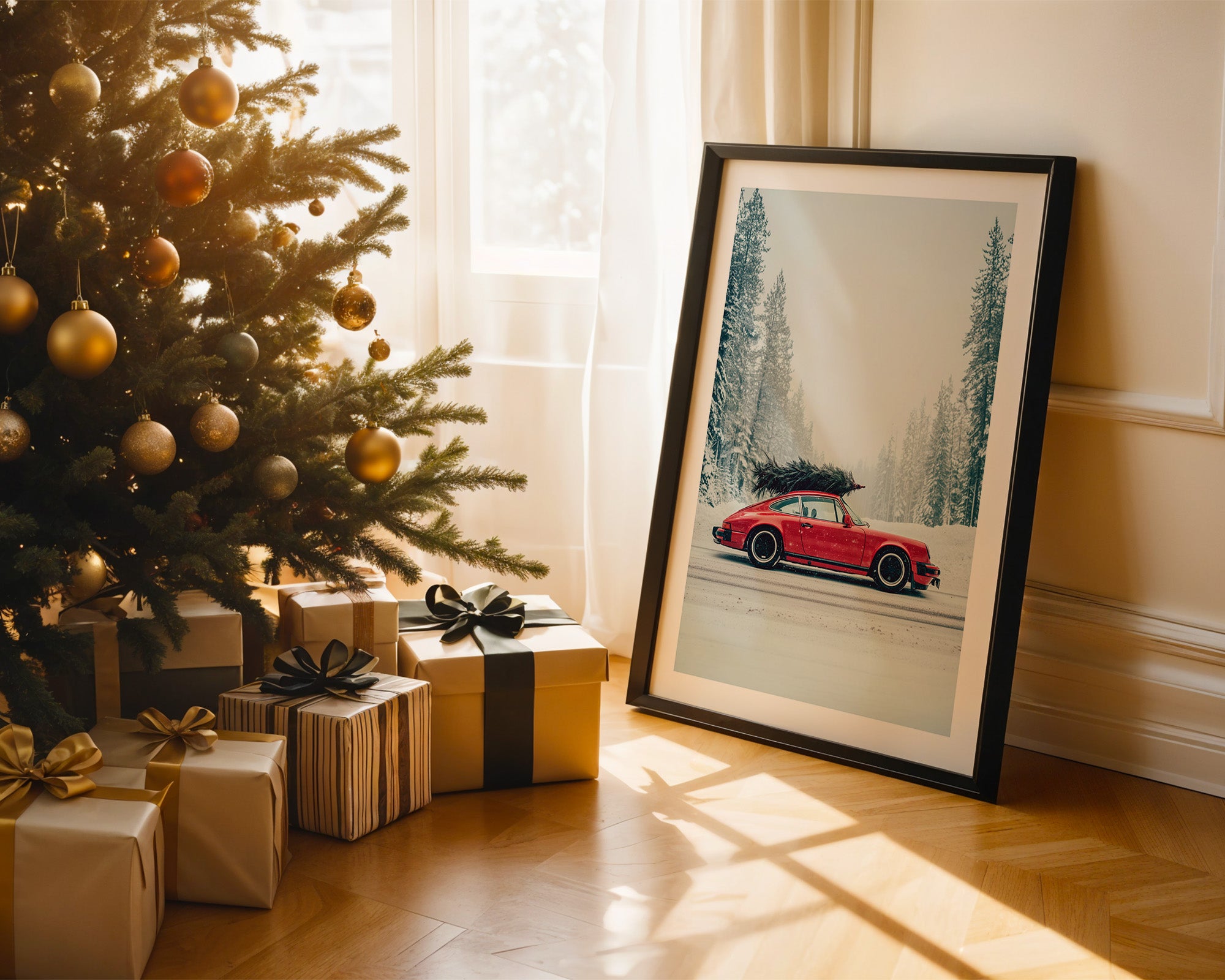 Porsche Winterlandschaft Rot