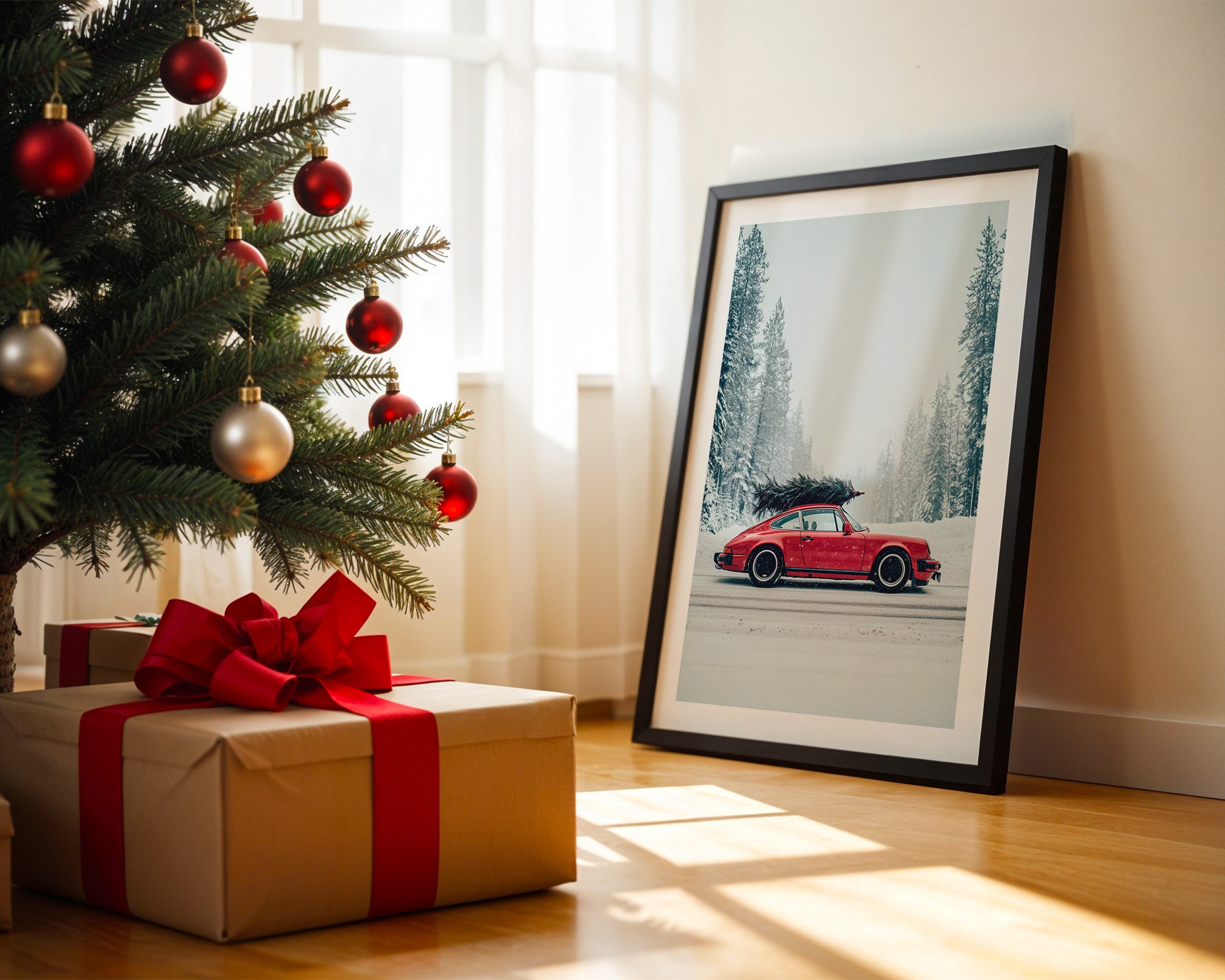 Porsche Winterlandschaft Rot