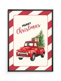 Roter Weihnachtswagen Aquarell
