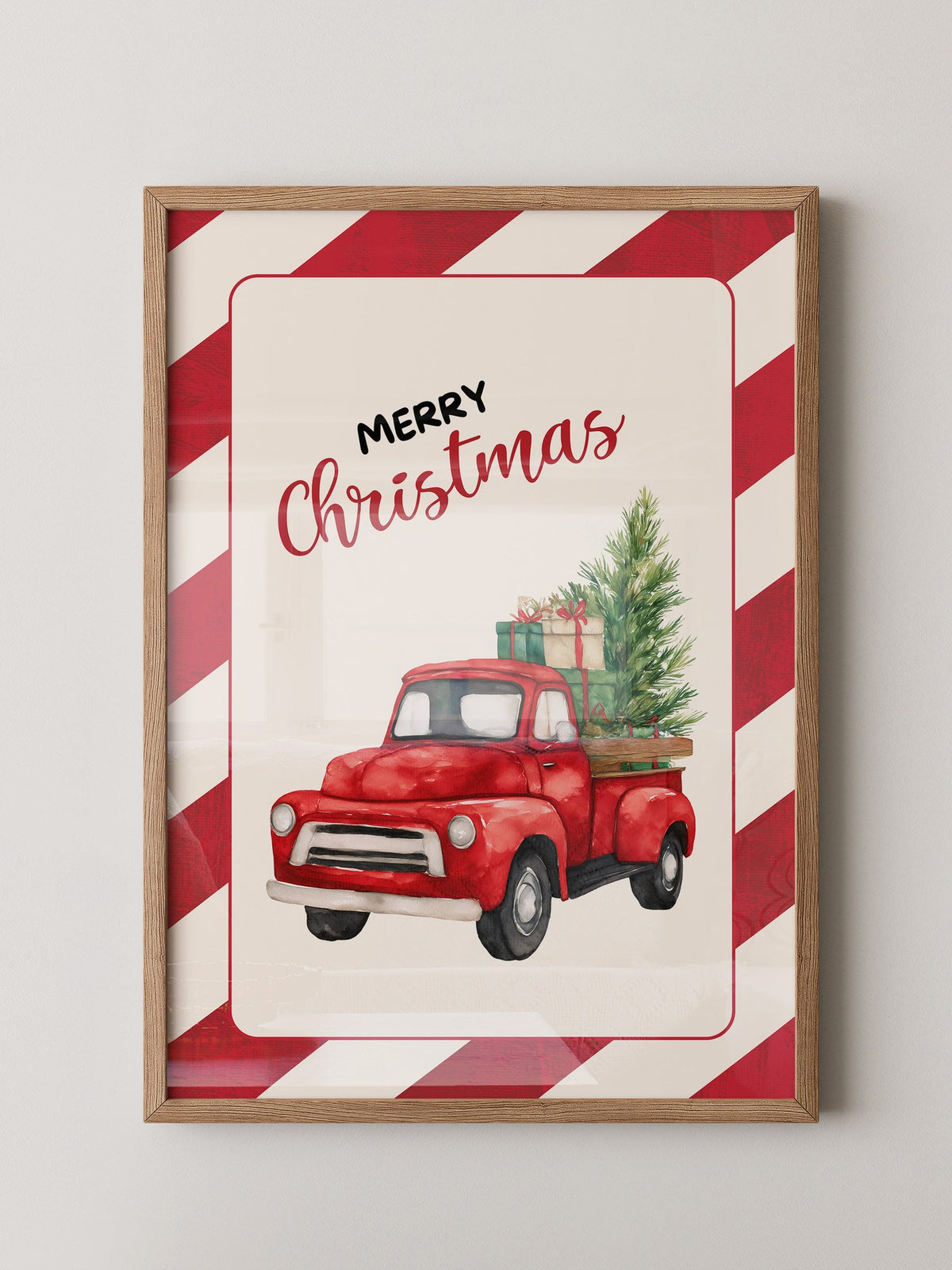 Roter Weihnachtswagen Aquarell