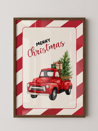 Roter Weihnachtswagen Aquarell