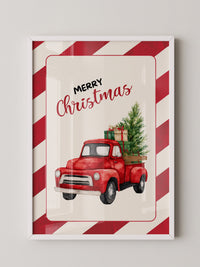Roter Weihnachtswagen Aquarell