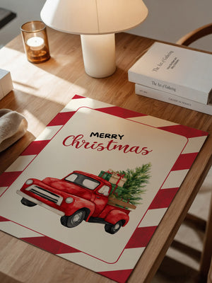 Roter Weihnachtswagen Aquarell