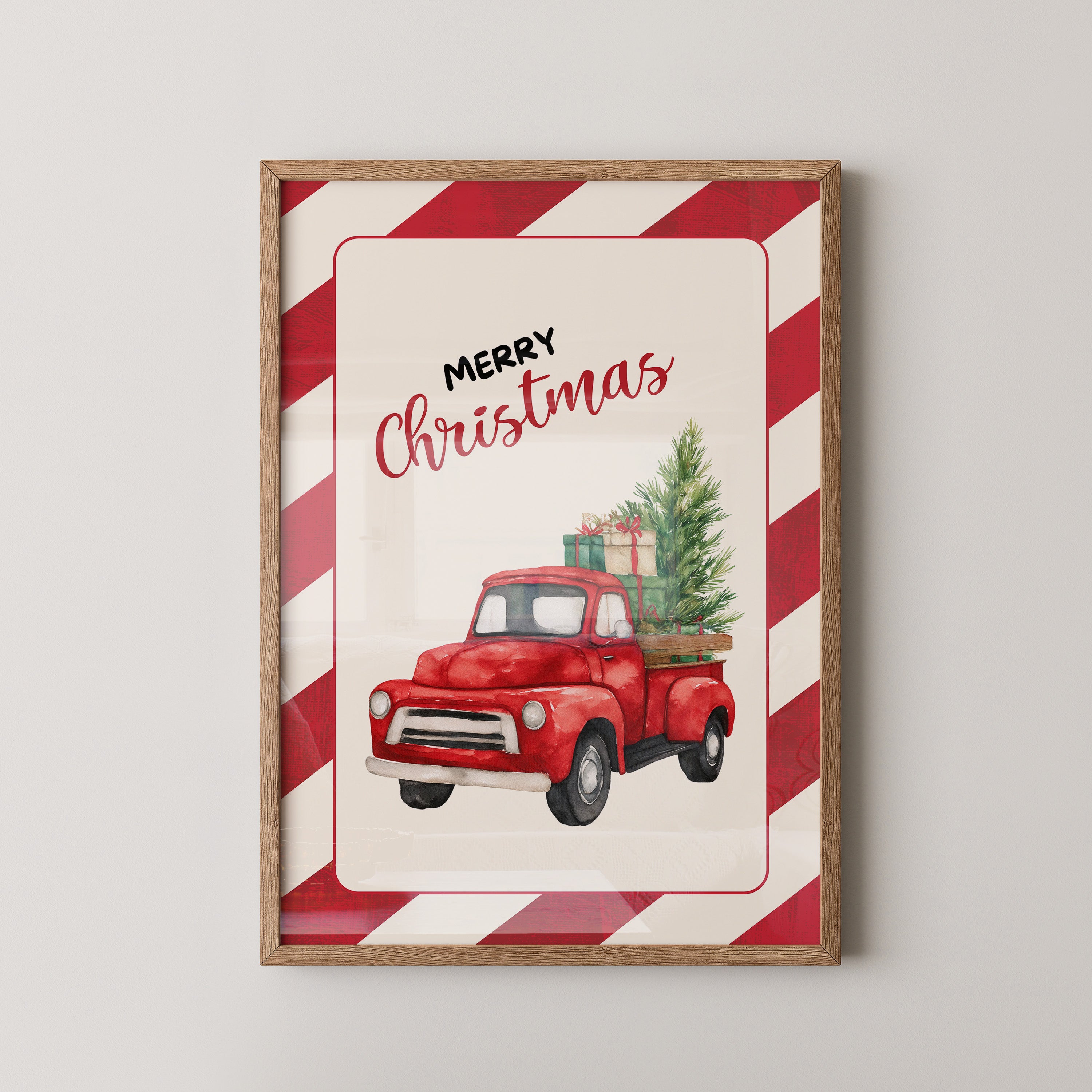 Roter Weihnachtswagen Aquarell