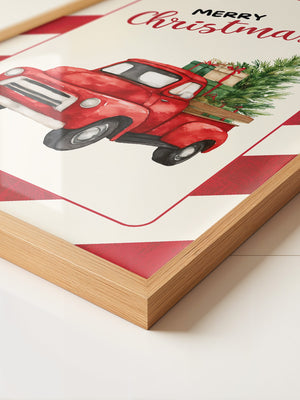 Roter Weihnachtswagen Aquarell