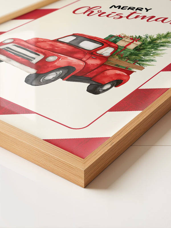 Roter Weihnachtswagen Aquarell