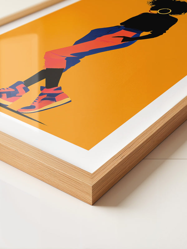 Silhouette Frau leuchtend orange