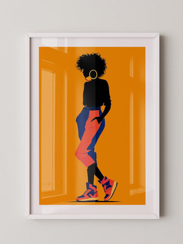 Silhouette Frau leuchtend orange