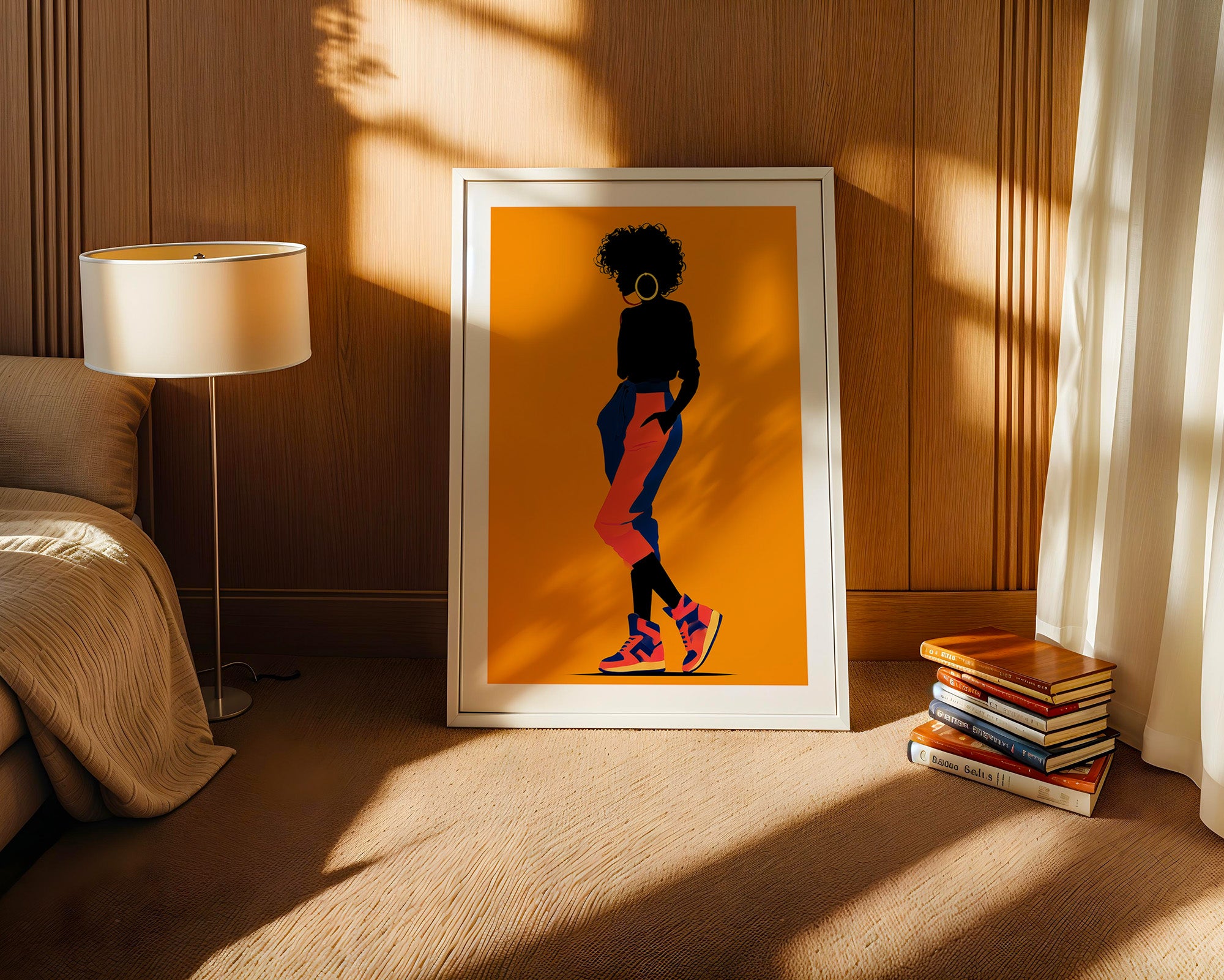 Silhouette Frau leuchtend orange