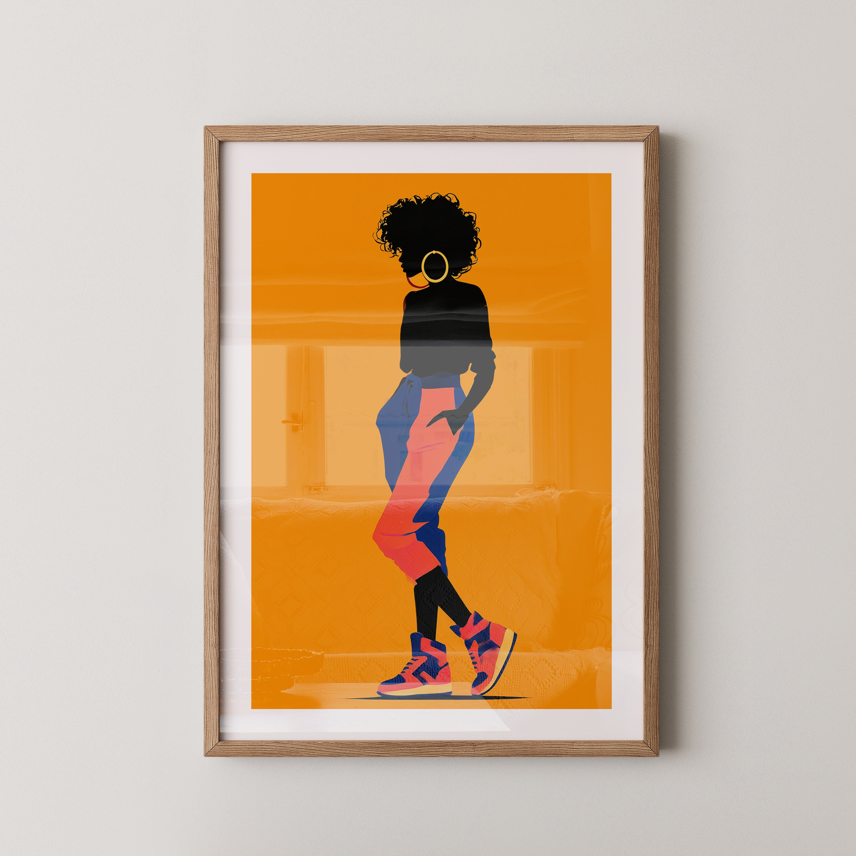 Silhouette Frau leuchtend orange