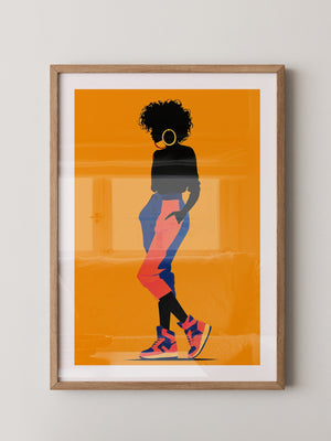 Silhouette Frau leuchtend orange