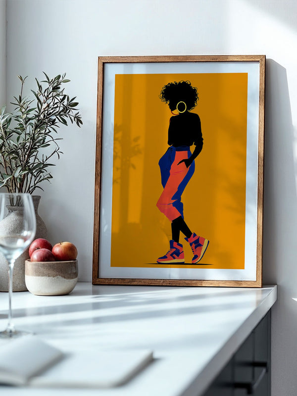 Silhouette Frau leuchtend orange