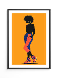 Silhouette Frau leuchtend orange