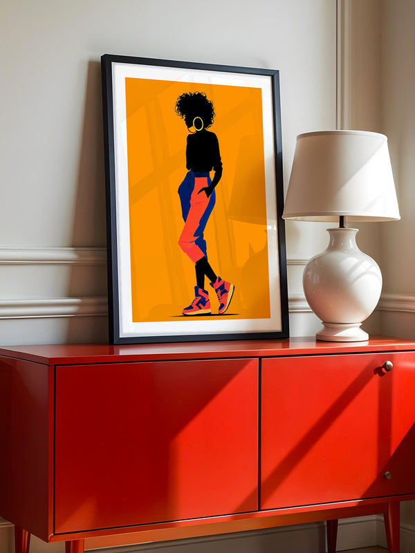 Silhouette Frau leuchtend orange