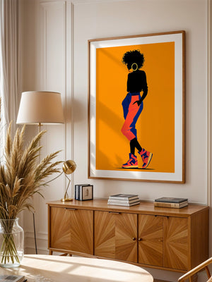 Silhouette Frau leuchtend orange