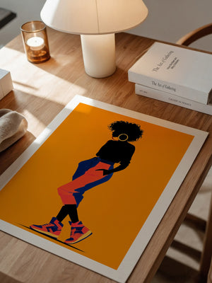 Silhouette Frau leuchtend orange