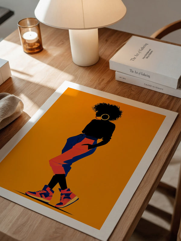 Silhouette Frau leuchtend orange