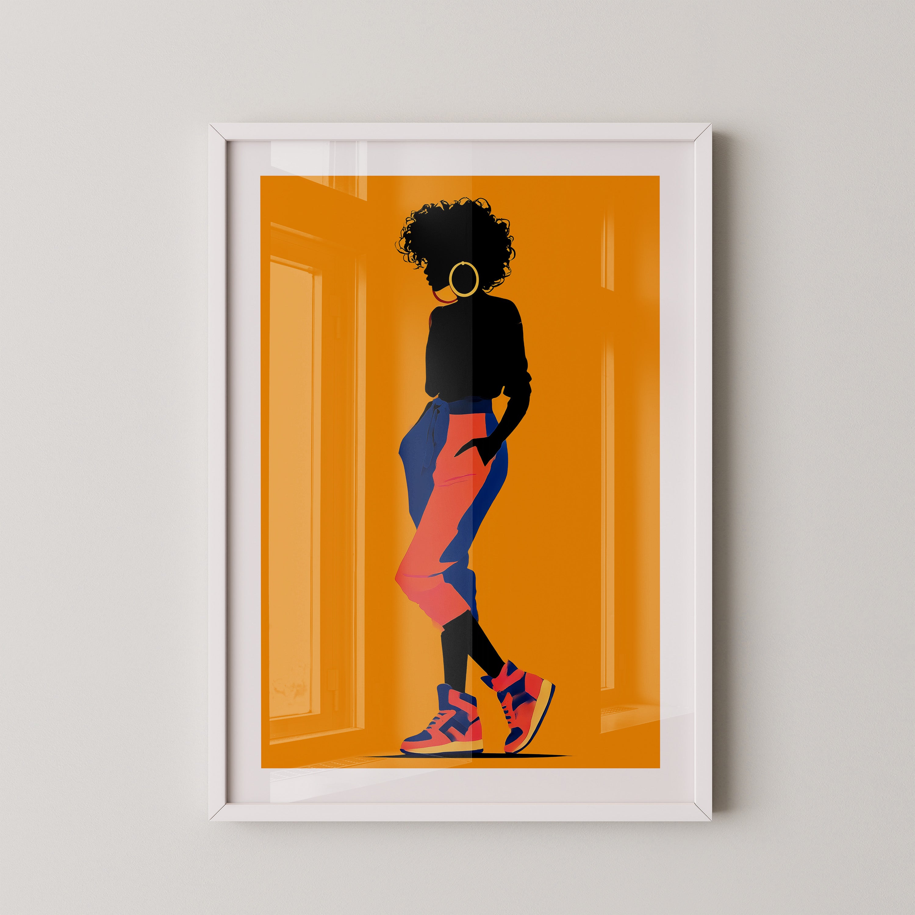 Silhouette Frau leuchtend orange