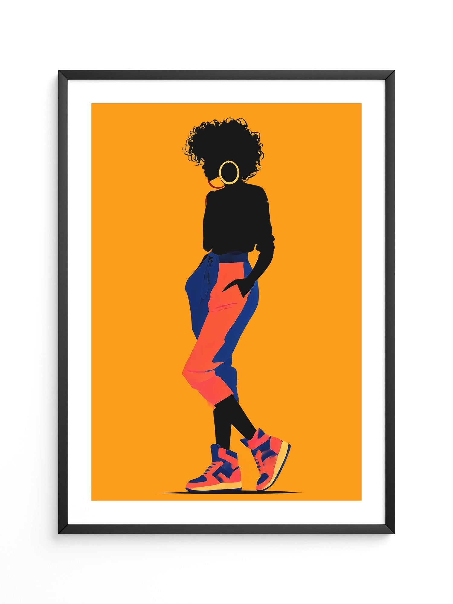Silhouette Frau leuchtend orange