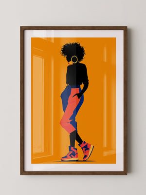 Silhouette Frau leuchtend orange